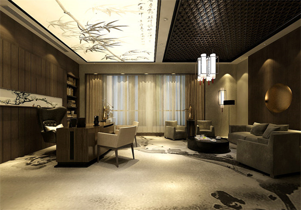 45平新中式总经理办公室装修