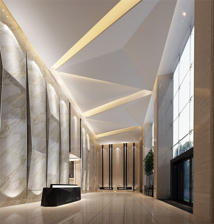 超有设计感的办公楼一楼大堂设计
